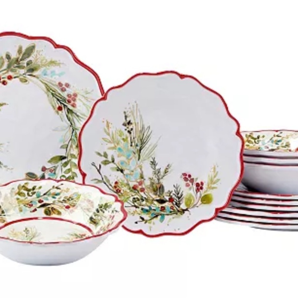 Christmas gatherings melamine 12 piece dinnerware set